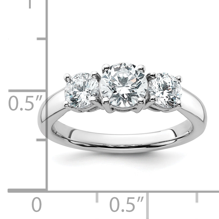 14k White Gold 1 1/2 Ct. Certified Lab Grown Diamond VS/SI+ G+ Three Stone Engagement Ring