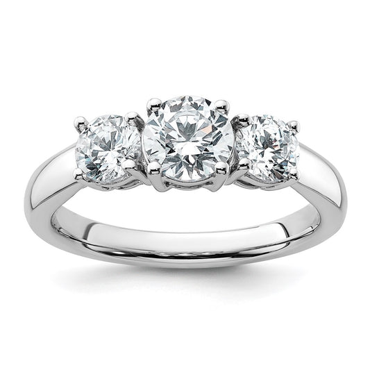 14k White Gold 1 1/2 Ct. Lab Grown Diamond VS/SI+ G+ Three Stone Complete Engagement Ring