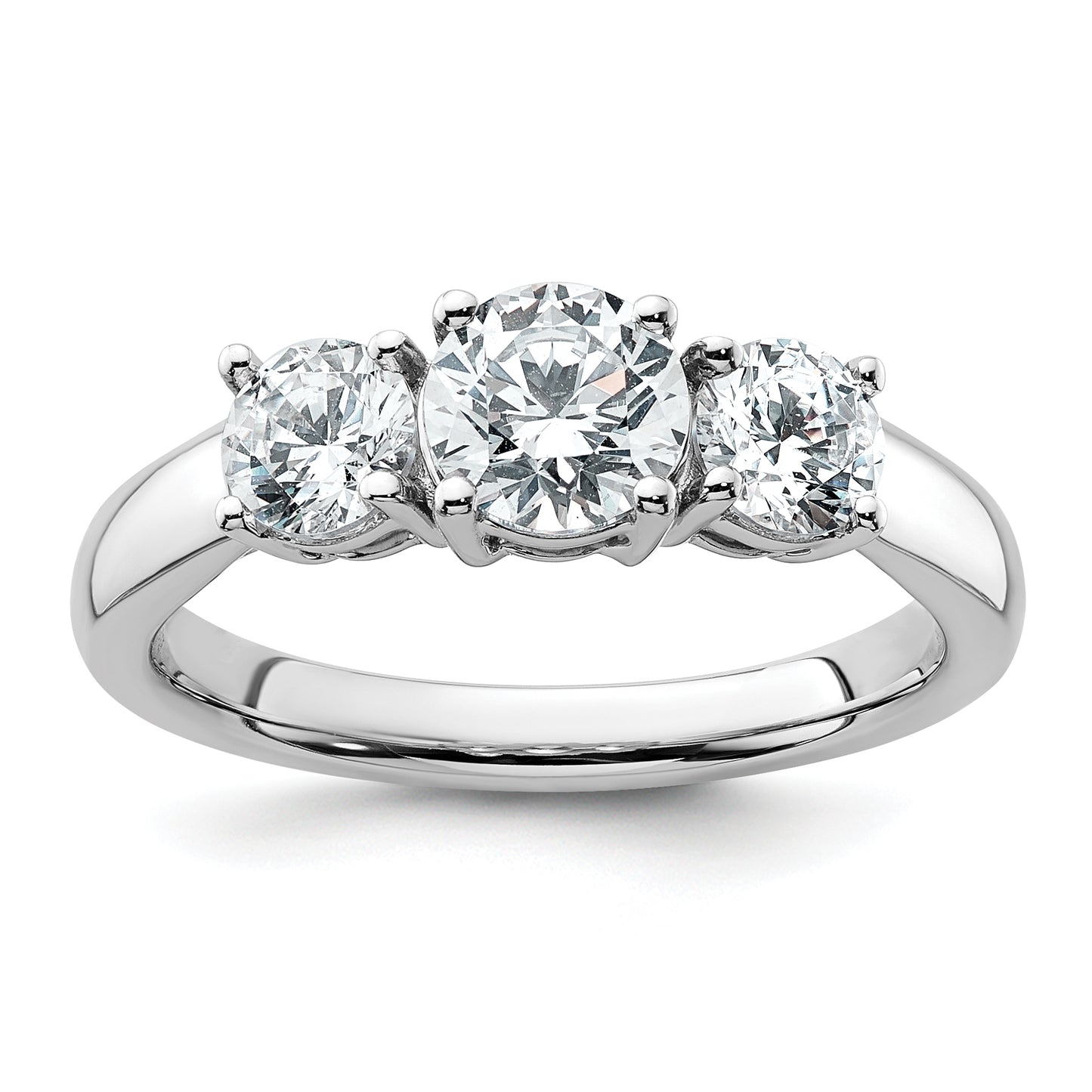 14k White Gold 1 1/2 Ct. Certified Lab Grown Diamond VS/SI+ G+ Three Stone Engagement Ring