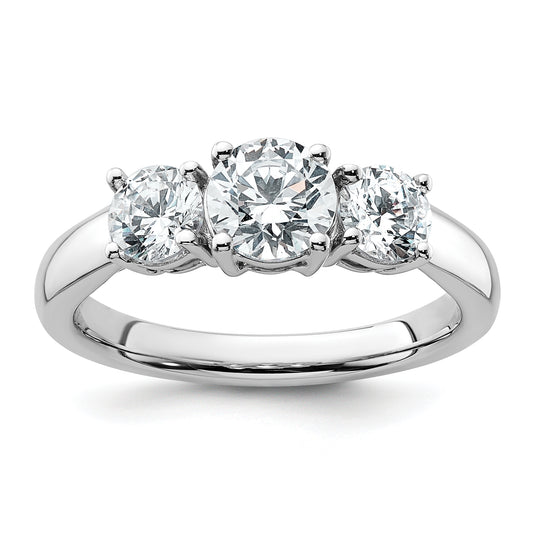 14k White Gold 14k White Gold 1 1/2 carat Lab Grown Diamond VS+ F+ Three Stone Complete Engagement Ring