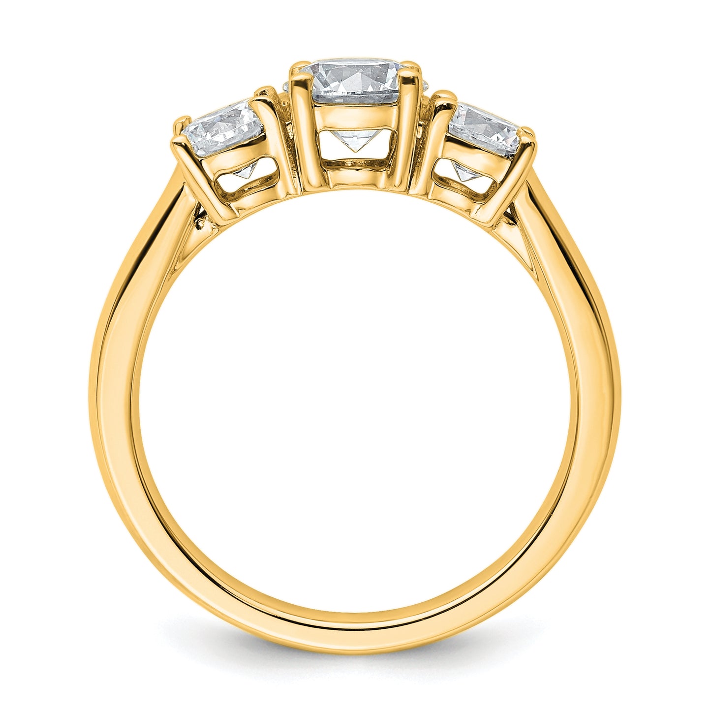 14k Yellow Gold 1 1/2 Ct. Lab Grown Diamond VS/SI+ G+ Three Stone Engagement Ring