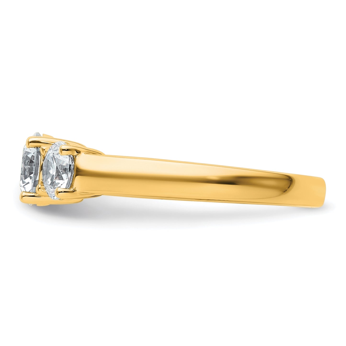 14k Yellow Gold 1 1/2 Ct. Lab Grown Diamond VS/SI+ G+ Three Stone Engagement Ring