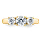 14k Yellow Gold 1 1/2 Ct. Certified Lab Grown Diamond VS/SI+ G+ Three Stone Complete Engagement Ring