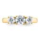 14k Yellow Gold 1 1/2 Ct. Certified Lab Grown Diamond VS/SI+ G+ Three Stone Engagement Ring