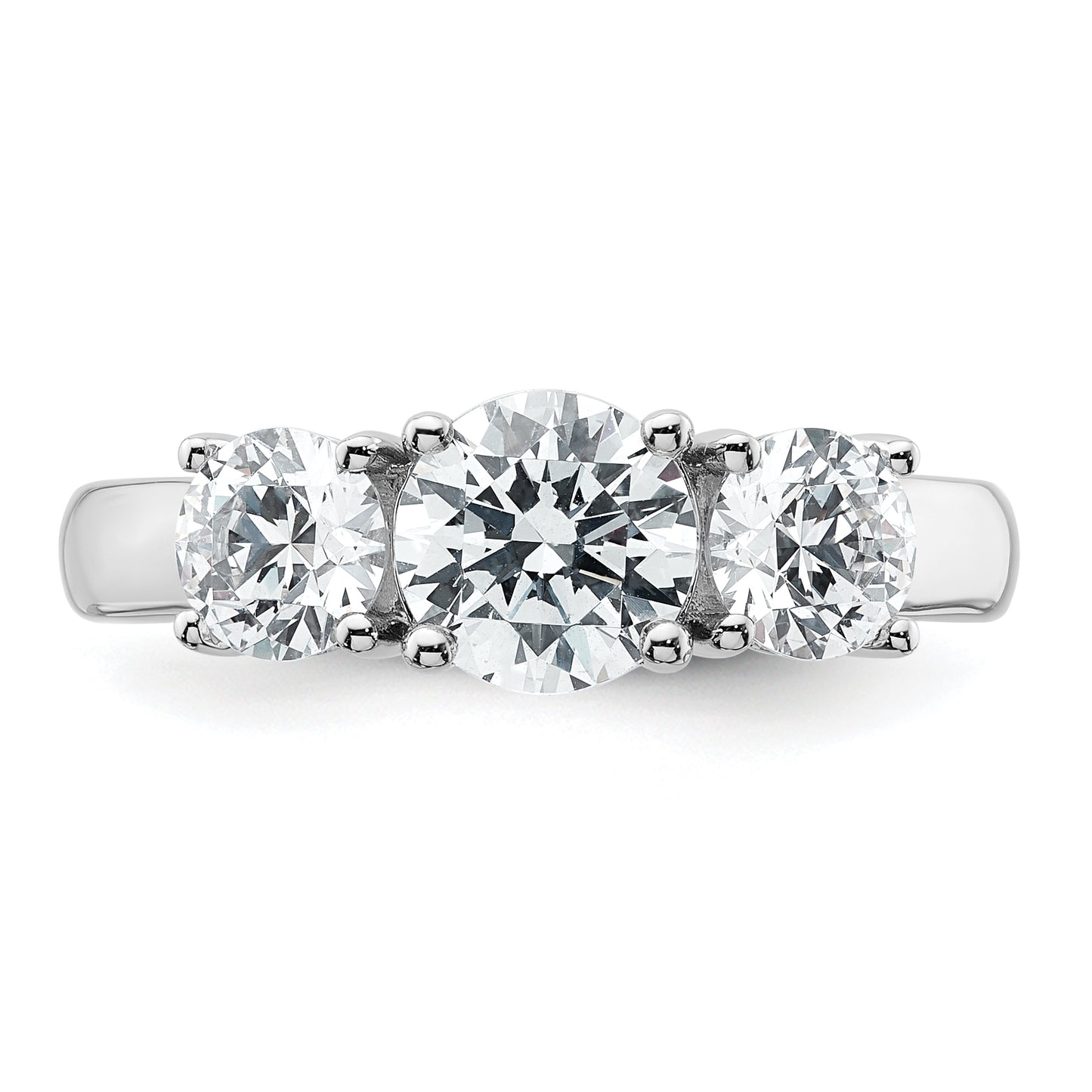 14k White Gold 2 Ct. Certified Lab Grown Diamond VS/SI+ G+ Three Stone Engagement Ring