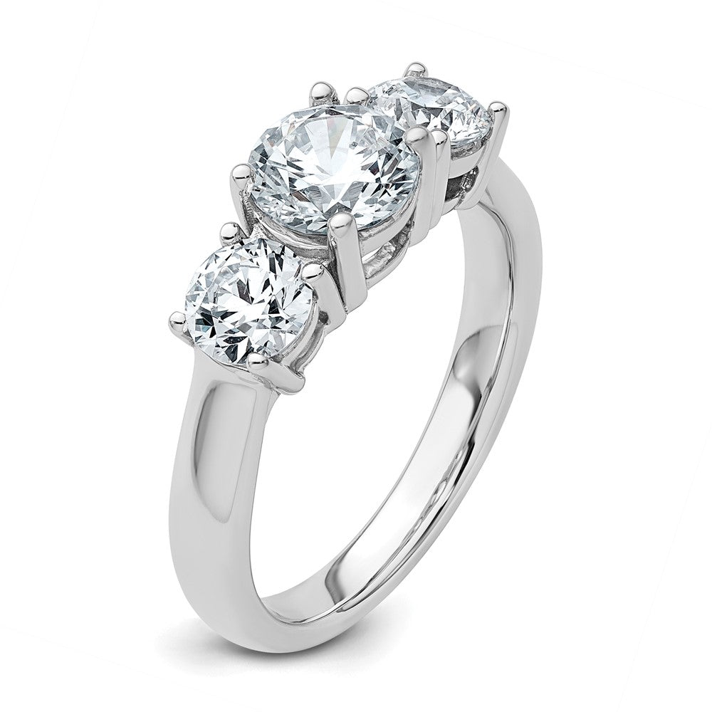 14k White Gold 2 Ct. Lab Grown Diamond VS/SI+ G+ Three Stone Complete Engagement Ring