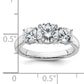 14k White Gold 2 Ct. Certified Lab Grown Diamond VS/SI+ G+ Three Stone Engagement Ring