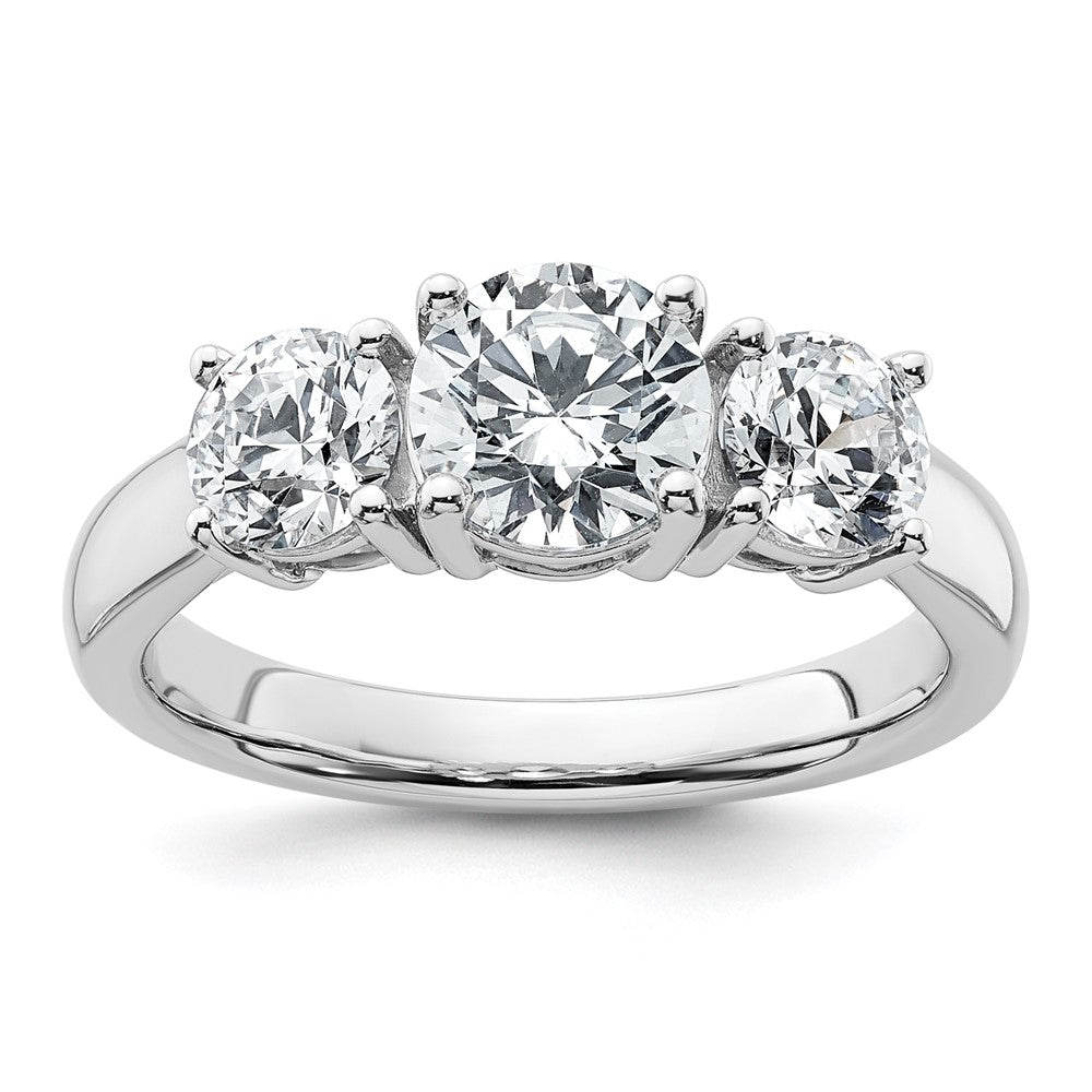 14k White Gold 2 Ct. Lab Grown Diamond VS/SI+ G+ Three Stone Complete Engagement Ring