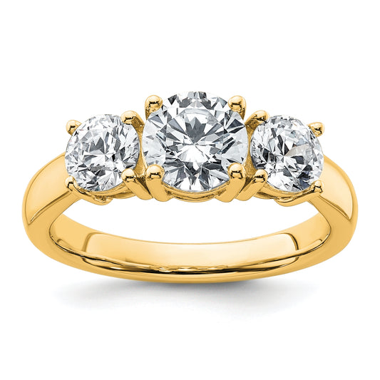 14k Yellow Gold 2 Ct. Certified Lab Grown Diamond VS/SI+ G+ Three Stone Engagement Ring