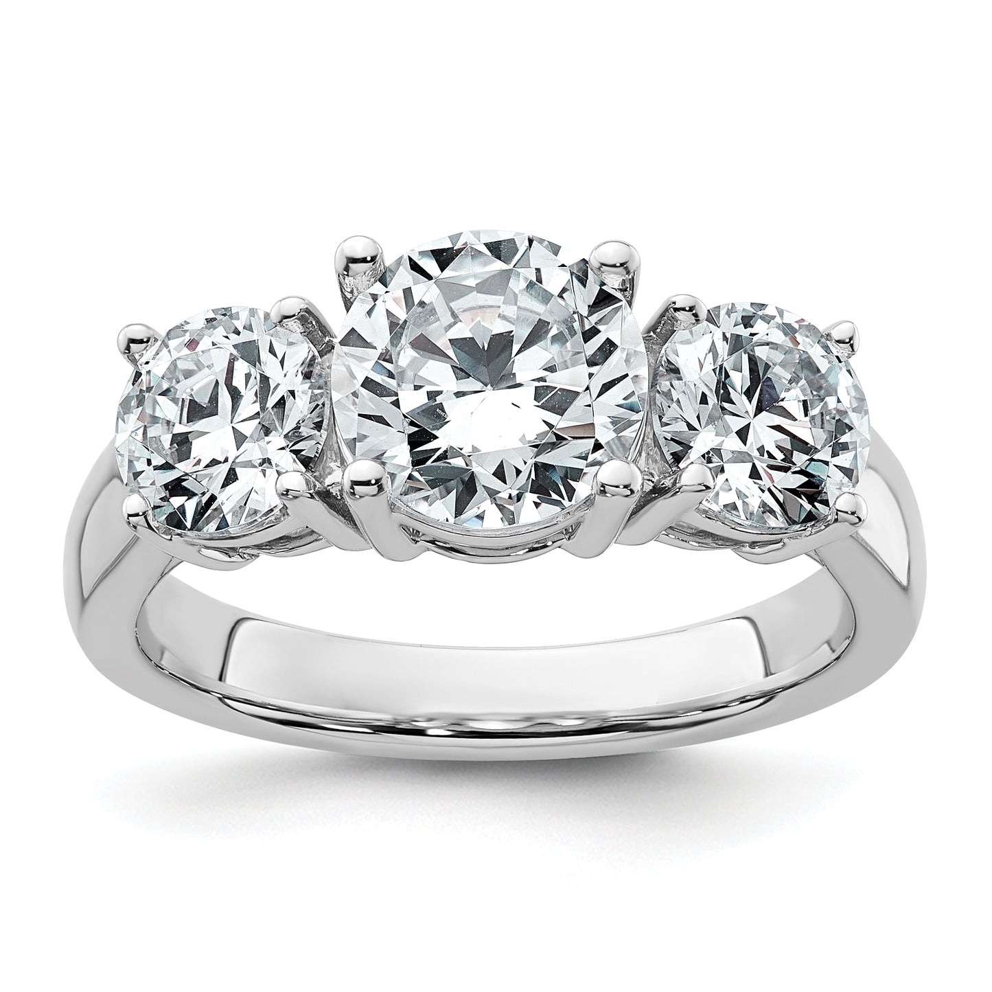 14k White Gold 3 Ct. Lab Grown Diamond VS/SI+ G+ Three Stone Engagement Ring