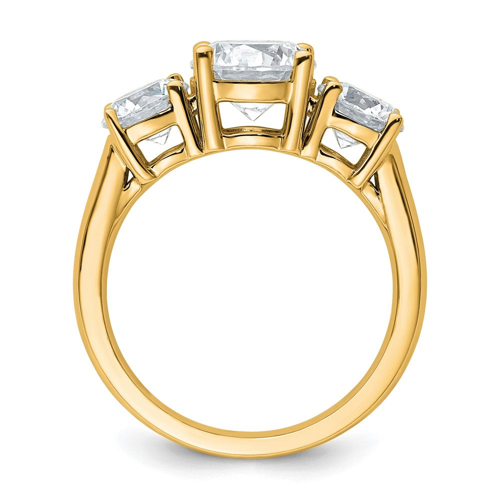 14k Yellow Gold 3 Ct. Certified Lab Grown Diamond VS/SI+ G+ Three Stone Complete Engagement Ring