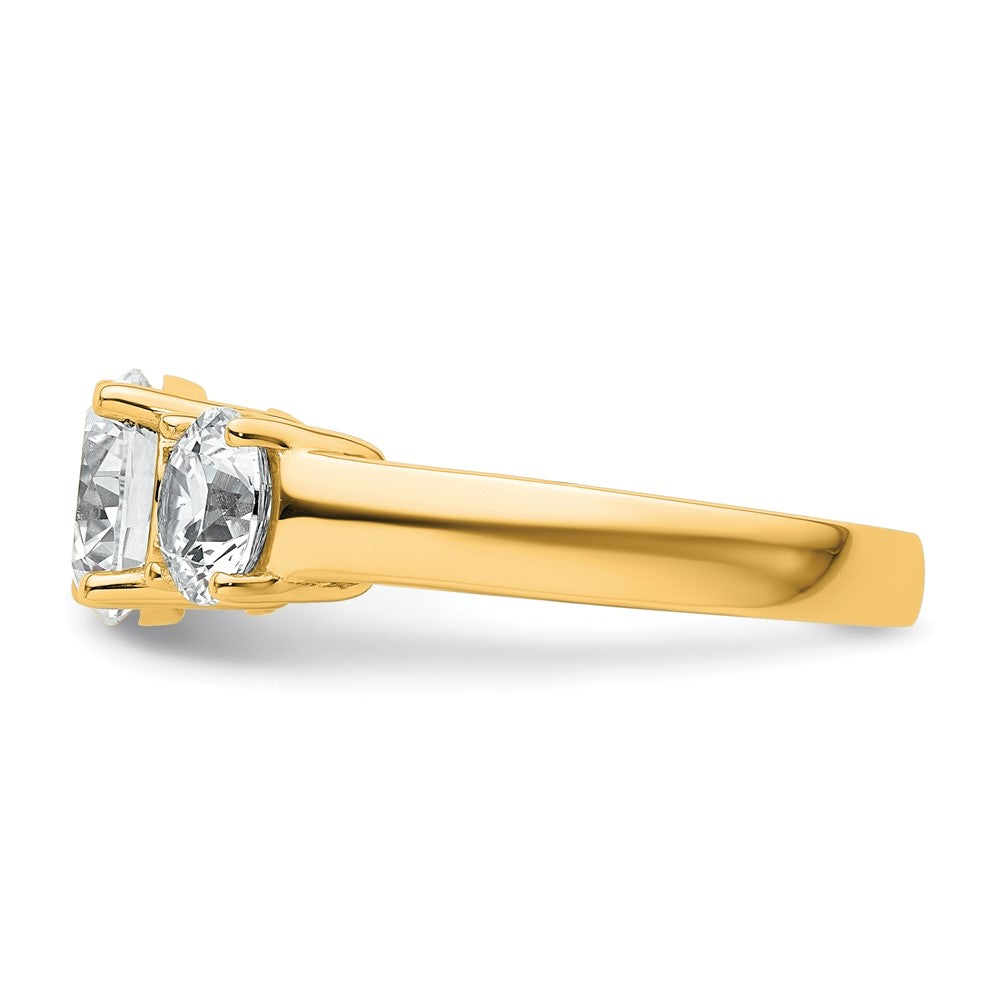 14k Yellow Gold 3 Ct. Certified Lab Grown Diamond VS/SI+ G+ Three Stone Complete Engagement Ring