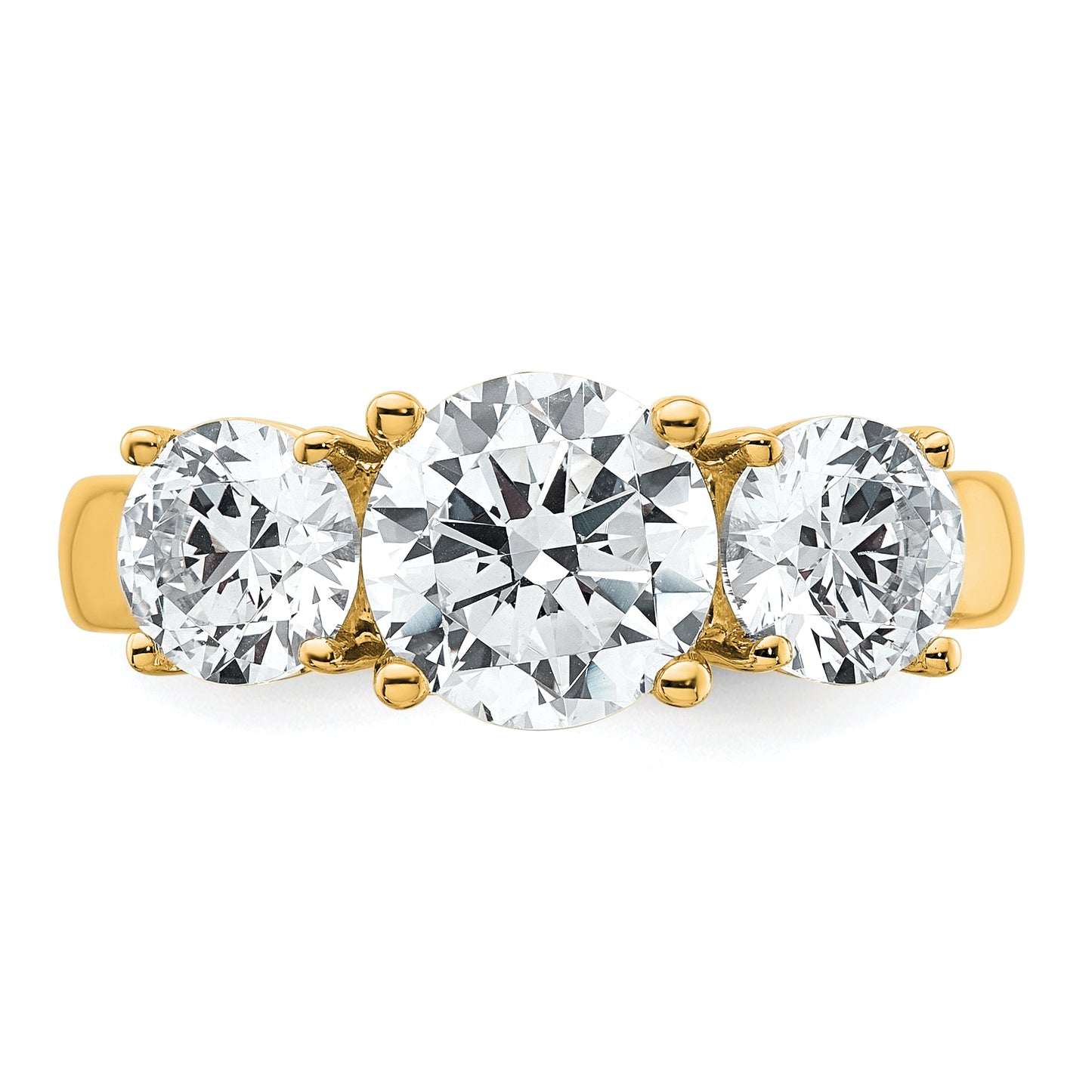 14k Yellow Gold 3 Ct. Certified Lab Grown Diamond VS/SI+ G+ Three Stone Engagement Ring