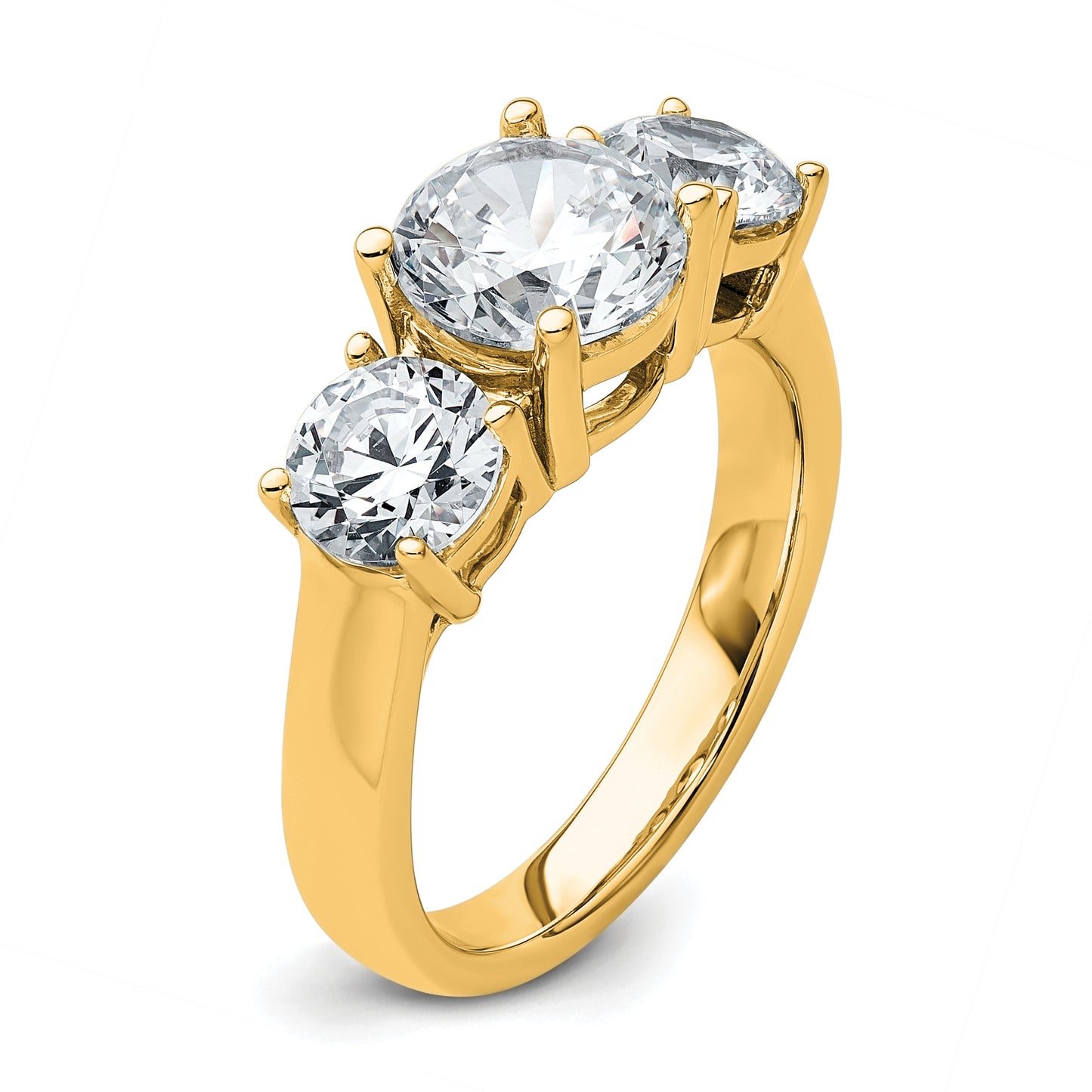 14k Yellow Gold 3 Ct. Certified Lab Grown Diamond VS/SI+ G+ Three Stone Engagement Ring