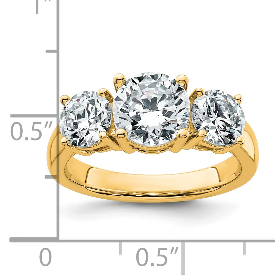 14k Yellow Gold 3 Ct. Certified Lab Grown Diamond VS/SI+ G+ Three Stone Engagement Ring