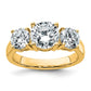 14k Yellow Gold 3 Ct. Certified Lab Grown Diamond VS/SI+ G+ Three Stone Complete Engagement Ring