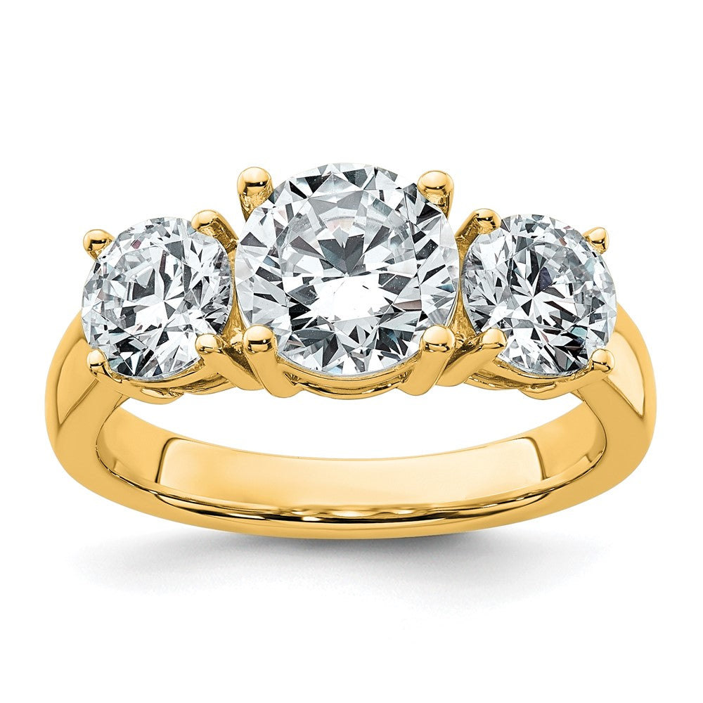 14k Yellow Gold 3 Ct. Certified Lab Grown Diamond VS/SI+ G+ Three Stone Complete Engagement Ring