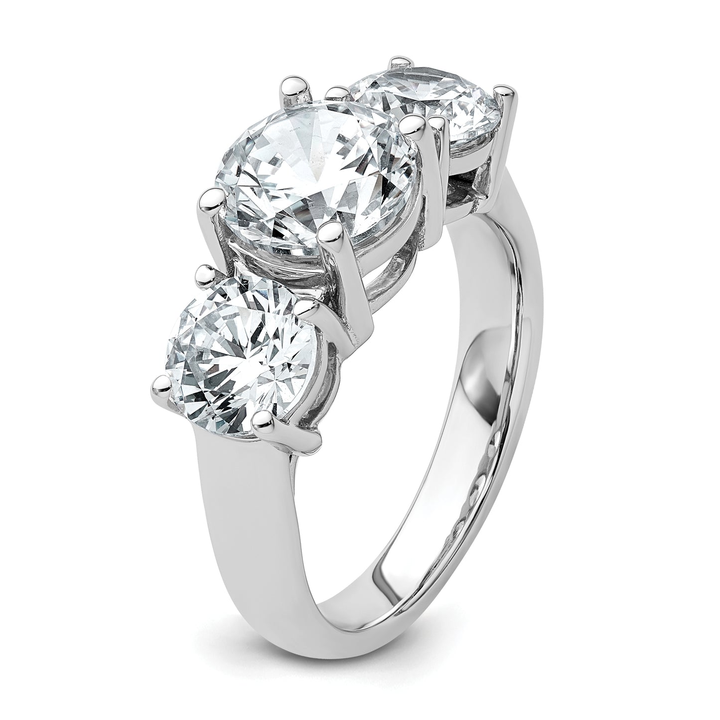 14k White Gold 4 Ct. Certified Lab Grown Diamond VS/SI+ G+ Three Stone Engagement Ring