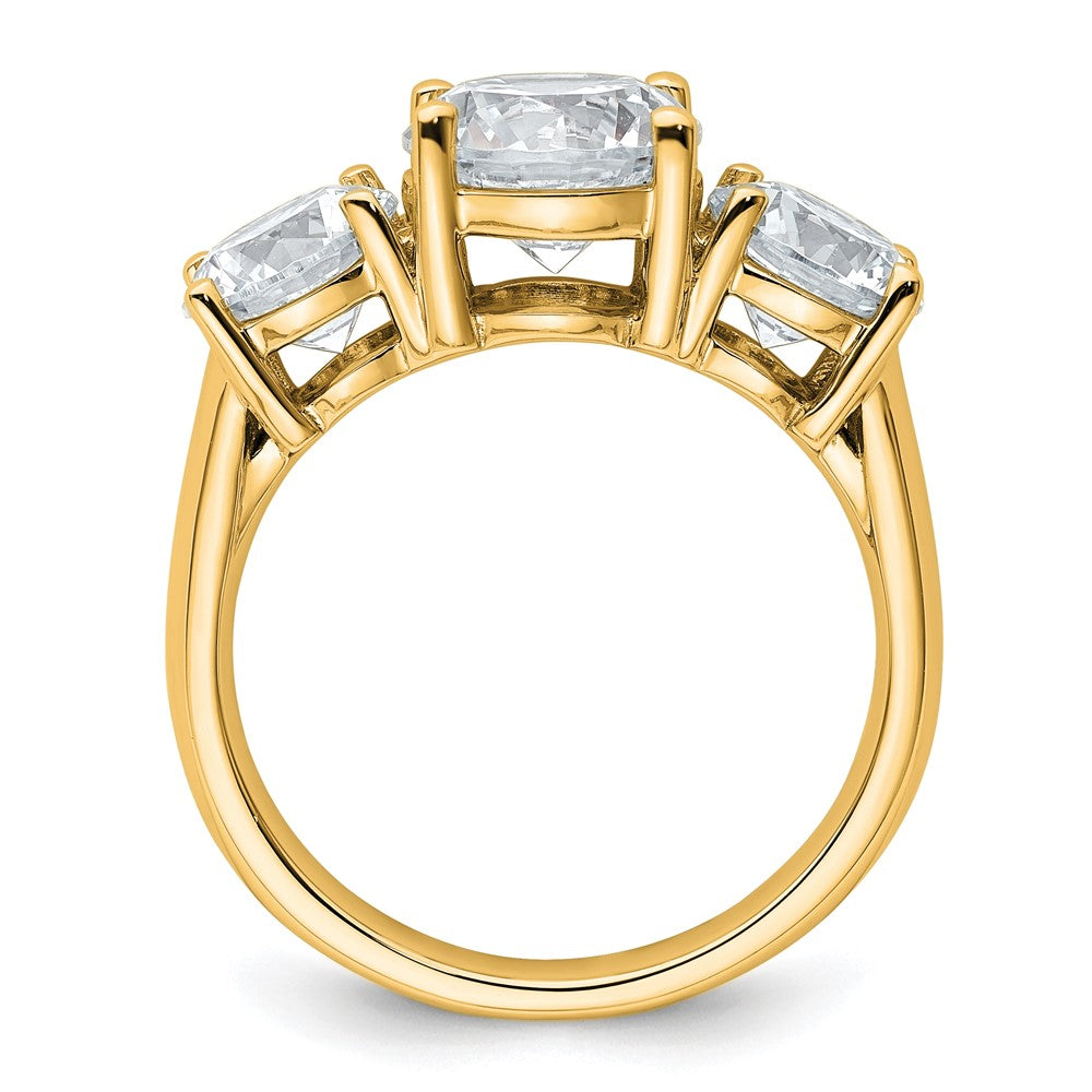 14k Yellow Gold 4 Ct. Certified Lab Grown Diamond VS/SI+ G+ Three Stone Complete Engagement Ring