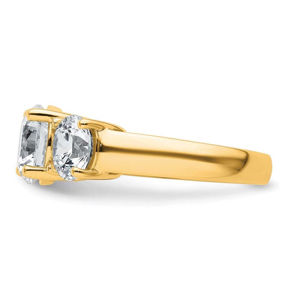 14k Yellow Gold 4 Ct. Certified Lab Grown Diamond VS/SI+ G+ Three Stone Complete Engagement Ring