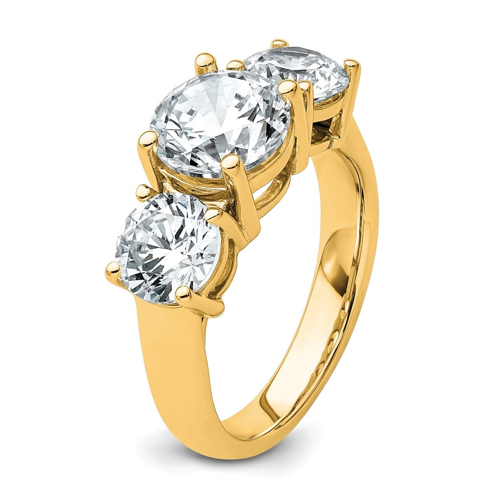 14k Yellow Gold 4 Ct. Certified Lab Grown Diamond VS/SI+ G+ Three Stone Complete Engagement Ring