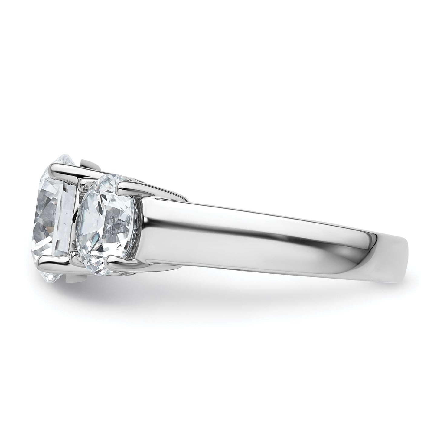 14k White Gold 5 Ct. Certified Lab Grown Diamond VS/SI+ G+ Three Stone Engagement Ring