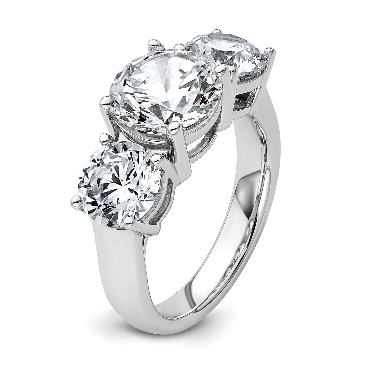 14k White Gold 5 Ct. Lab Grown Diamond VS/SI+ G+ Three Stone Engagement Ring