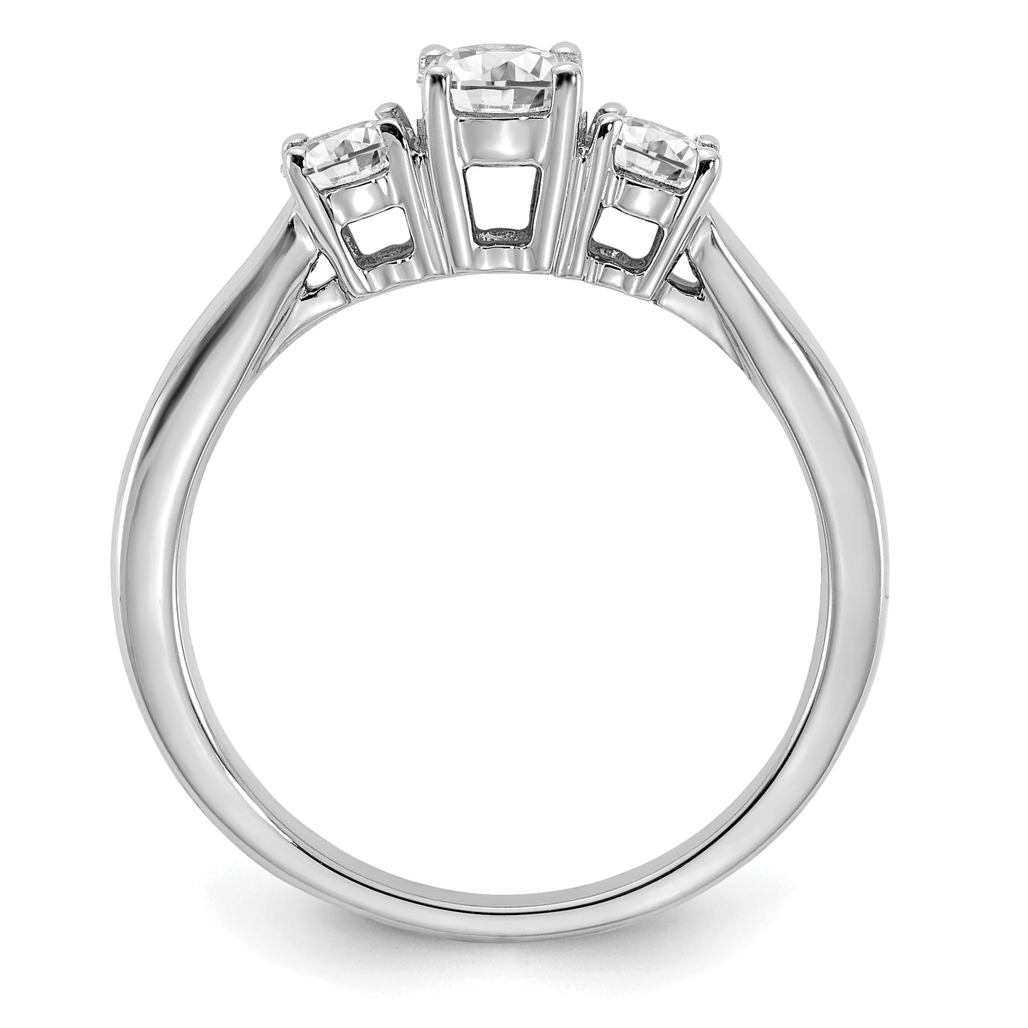 14k White Gold 3/4 Ct. Lab Grown Diamond VS/SI+ G+ Round Three Stone Engagement Ring