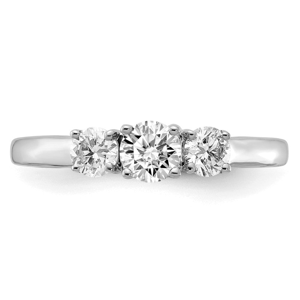 14k White Gold 3/8 Ct. Ct. Lab Grown Diamond VS/SI+ G+ 3/8 Ct. Center Round Three Stone Semi Mount Engagement Ring