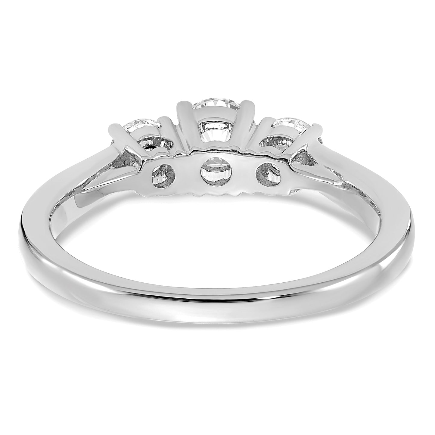 14k White Gold 3/4 Ct. Lab Grown Diamond VS/SI+ G+ Round Three Stone Engagement Ring