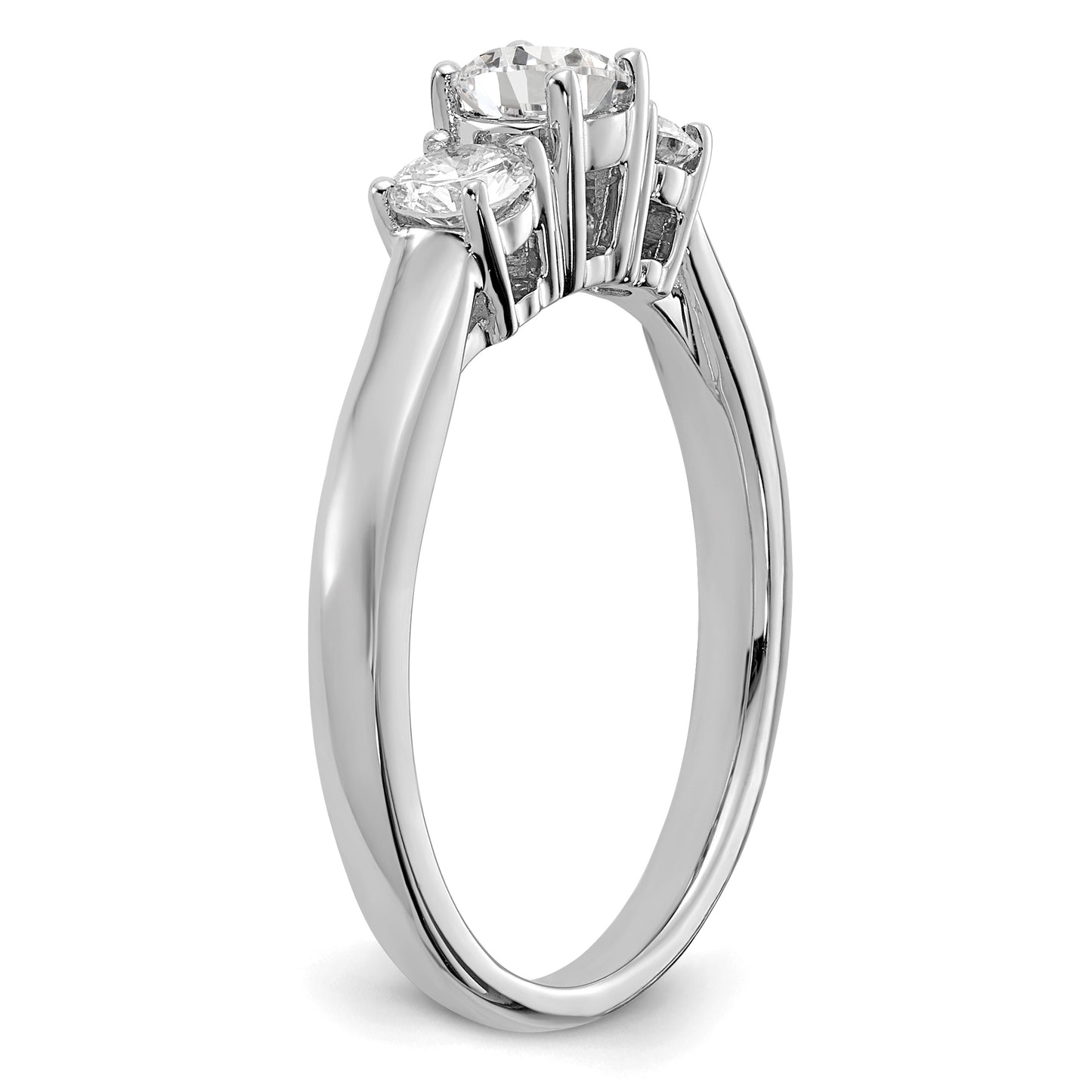 14k White Gold 3/4 Ct. Lab Grown Diamond VS/SI+ G+ Round Three Stone Engagement Ring