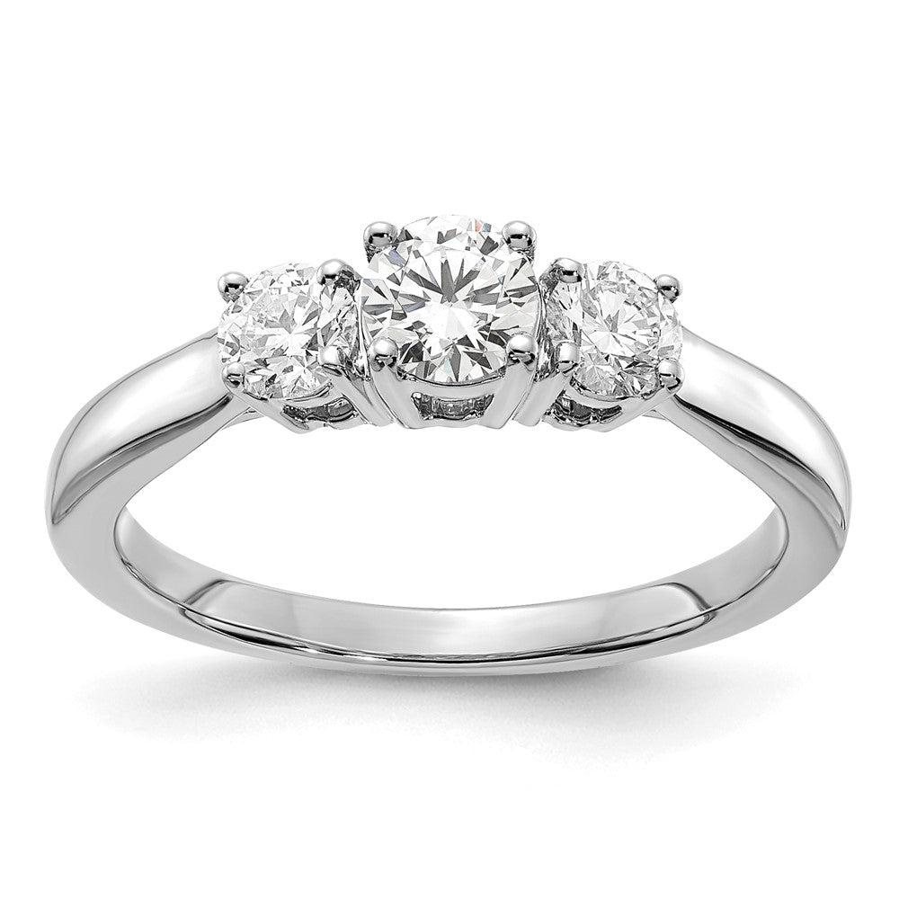 14k White Gold 3/8 Ct. Ct. Lab Grown Diamond VS/SI+ G+ 3/8 Ct. Center Round Three Stone Semi Mount Engagement Ring