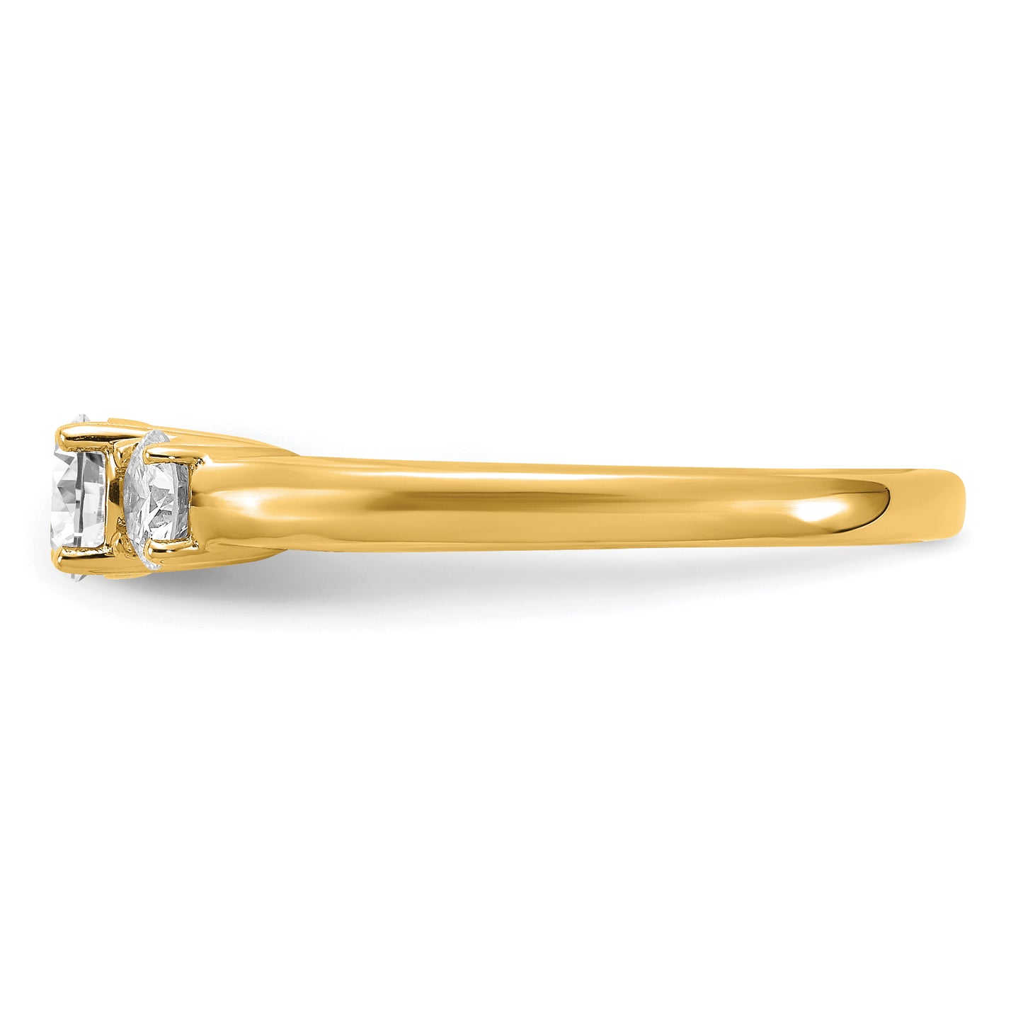 14k Yellow Gold 3/8 Ct. Ct. Lab Grown Diamond VS/SI+ G+ 3/8 Ct. Center Round Three Stone Engagement Ring