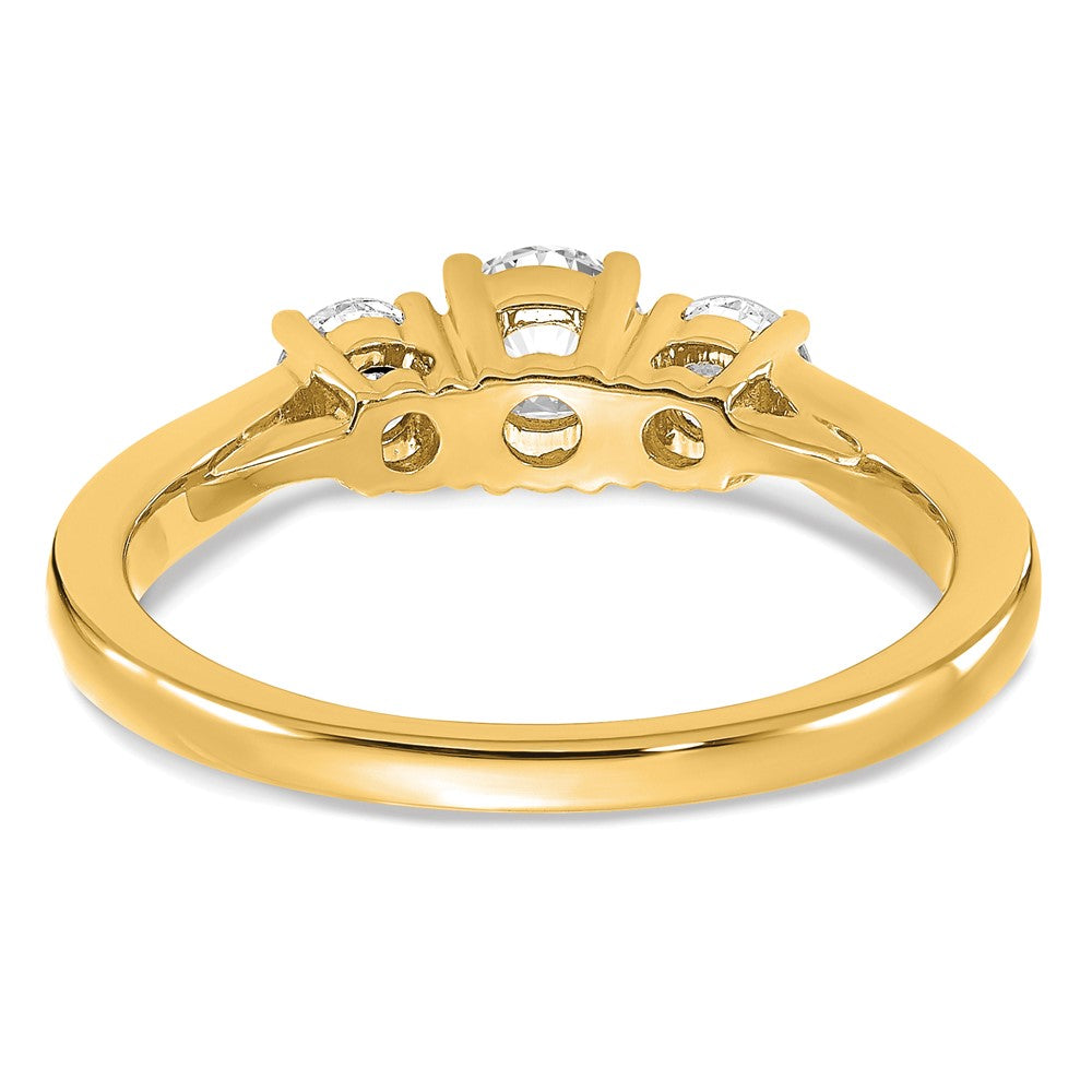 14k Yellow Gold 3/8 Ct. Ct. Lab Grown Diamond VS/SI+ G+ 3/8 Ct. Center Round Three Stone Semi Mount Engagement Ring