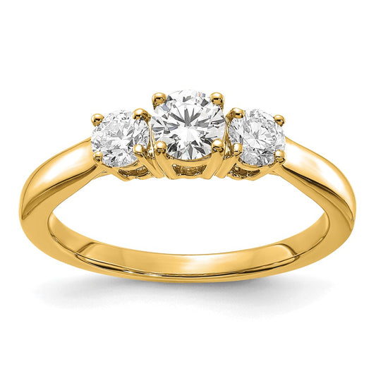 14k Yellow Gold 3/8 Ct. Ct. Lab Grown Diamond VS/SI+ G+ 3/8 Ct. Center Round Three Stone Semi Mount Engagement Ring