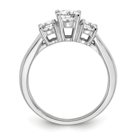 14k White Gold 14k White Gold 1 1/2 carat Lab Grown Diamond VS/SI+ G+ Round Complete Three Stone Engagement Ring