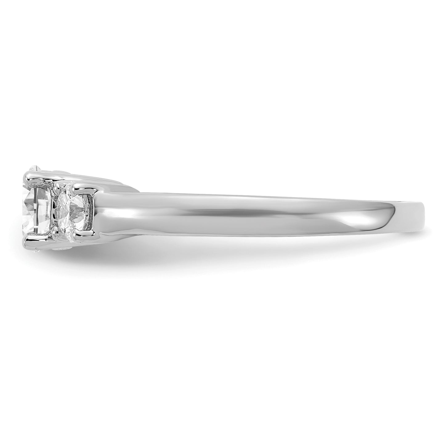 14k White Gold 1/2 Ct. Lab Grown Diamond VS/SI+ G+ 1/2 Ct. Center Round Three Stone Engagement Ring