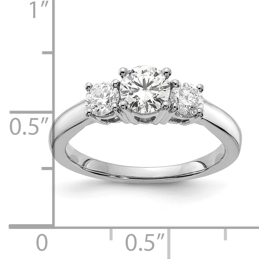 14k White Gold 1/2 Ct. Lab Grown Diamond VS/SI+ G+ 1/2 Ct. Center Round Three Stone Engagement Ring