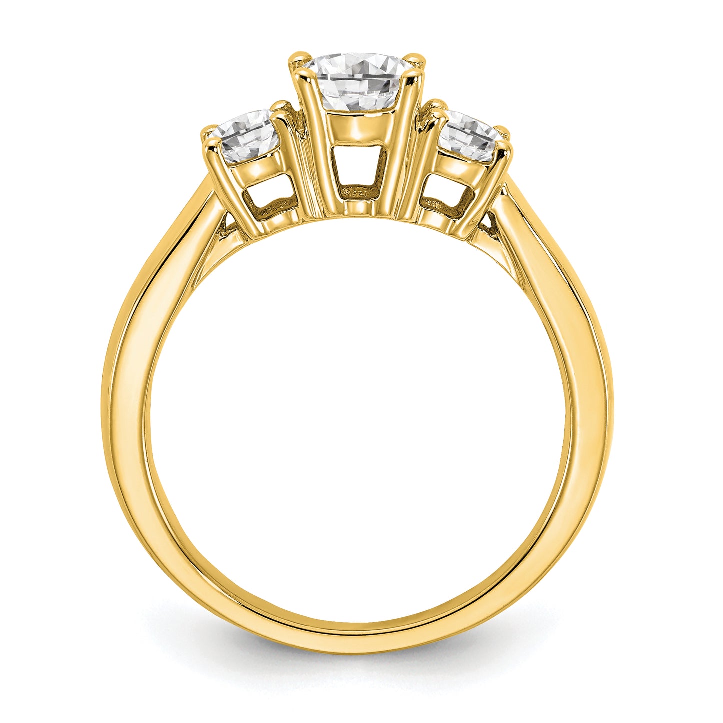 14k Yellow Gold 1 1/2 Ct. Lab Grown Diamond VS/SI+ G+ Round Three Stone Engagement Ring