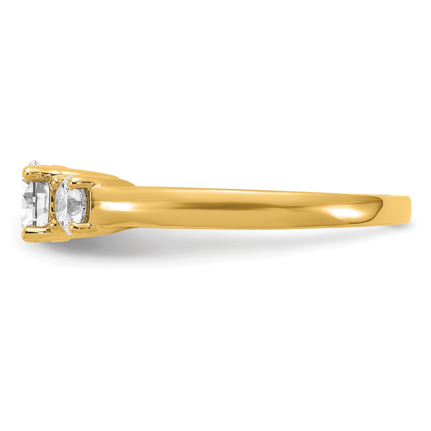 14k Yellow Gold 1 1/2 Ct. Lab Grown Diamond VS/SI+ G+ Round Three Stone Engagement Ring