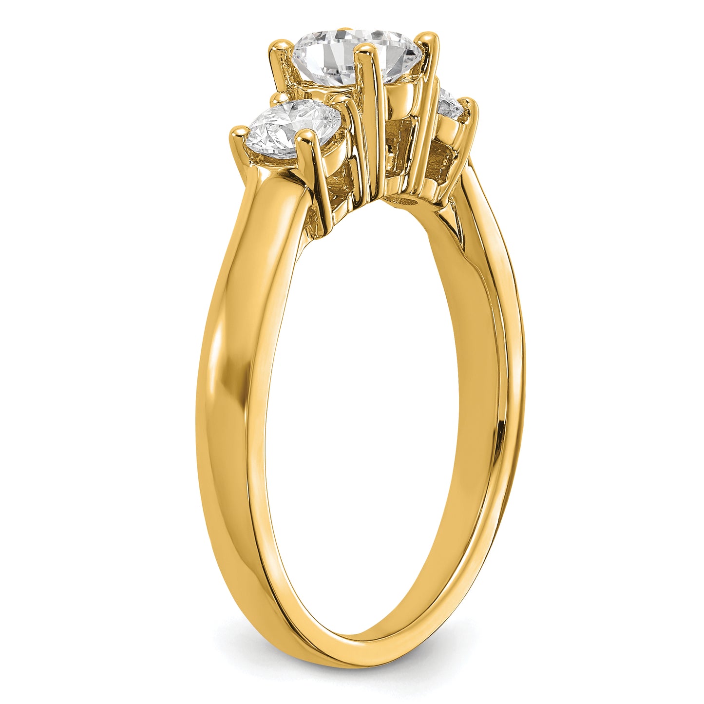 14k Yellow Gold 1/2 Ct. Lab Grown Diamond VS/SI+ G+ 1/2 Ct. Center Round Three Stone Engagement Ring