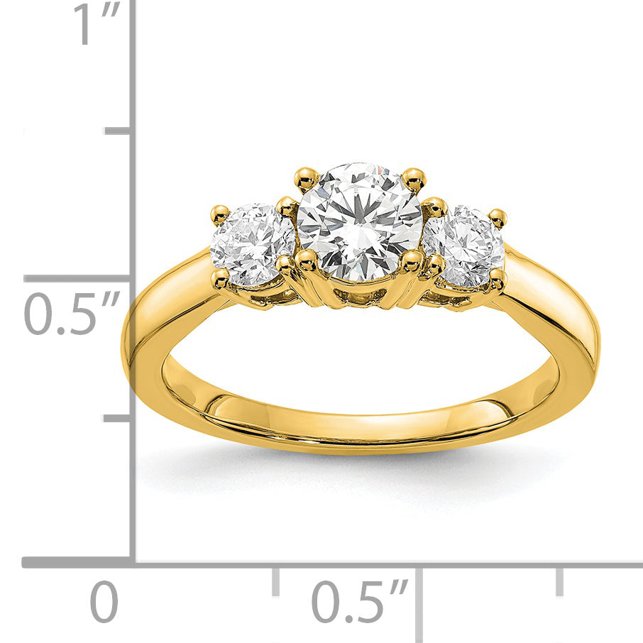 14k Yellow Gold 1/2 Ct. Lab Grown Diamond VS/SI+ G+ 1/2 Ct. Center Round Three Stone Engagement Ring