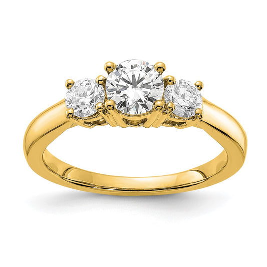 14k Yellow Gold 1 1/2 Ct. Lab Grown Diamond VS/SI+ G+ Round Complete Three Stone Engagement Ring