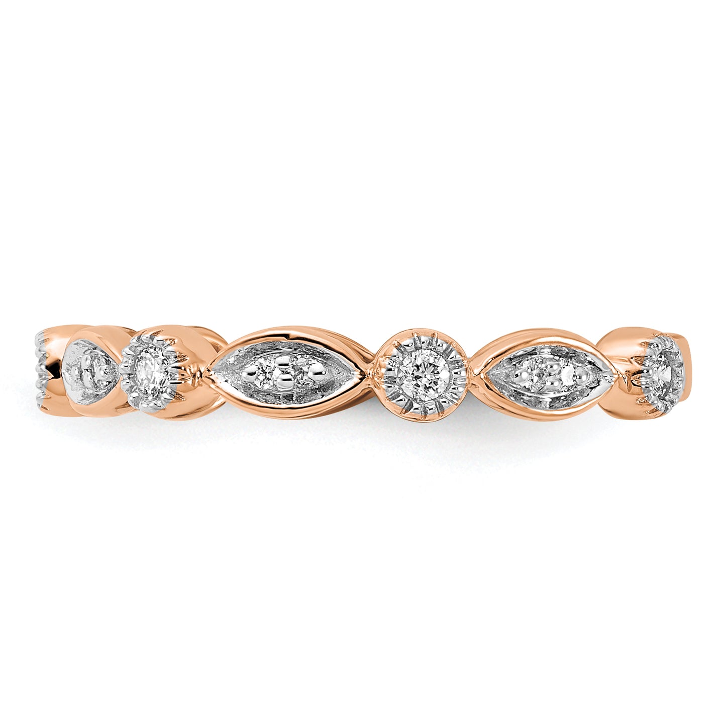 14k Rose Gold 1/5 Ct. Lab Grown Diamond VS/SI+ G+ Fashion Band Ring