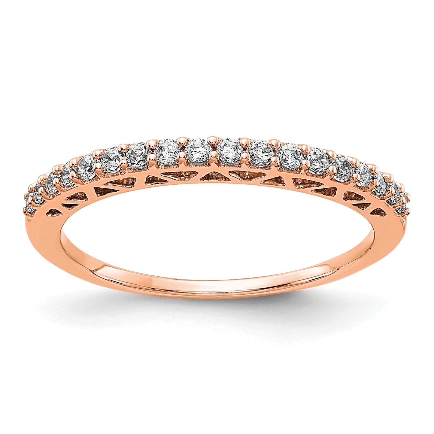 14k Rose Gold 1/4 Ct. Lab Grown Diamond VS/SI+ G+ Wedding Band Ring