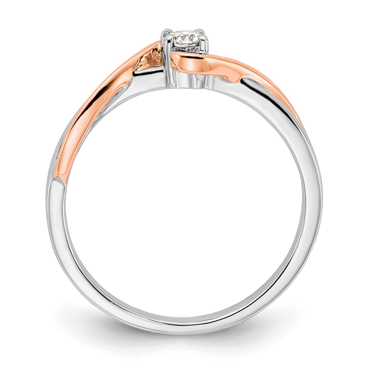 14k Two-tone First Promise Two Tone Rose and White Gold 1/8 Ct. Lab Grown Diamond VS/SI+ G+ Petite Engagement Ring