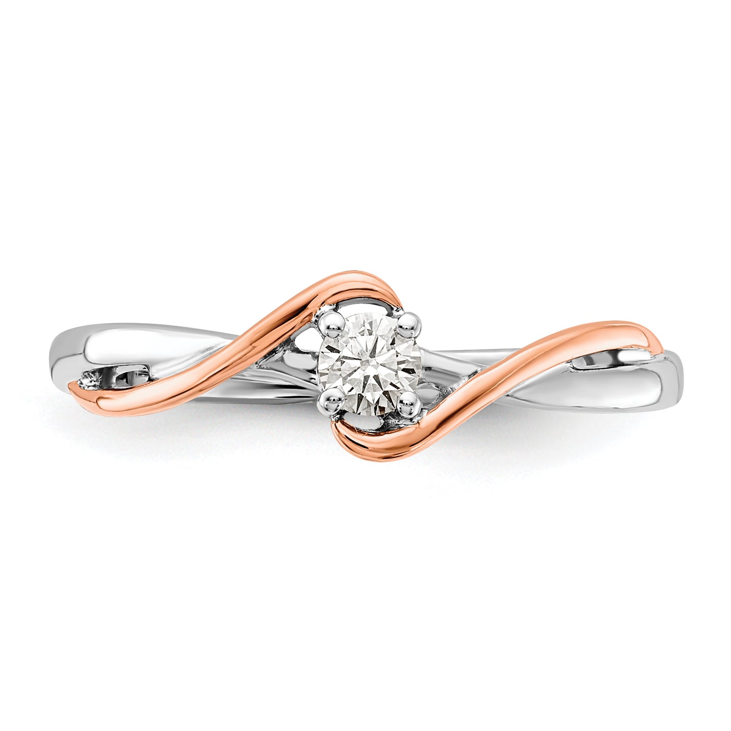 14k Two-tone First Promise Two Tone Rose and White Gold 1/8 Ct. Lab Grown Diamond VS/SI+ G+ Petite Engagement Ring