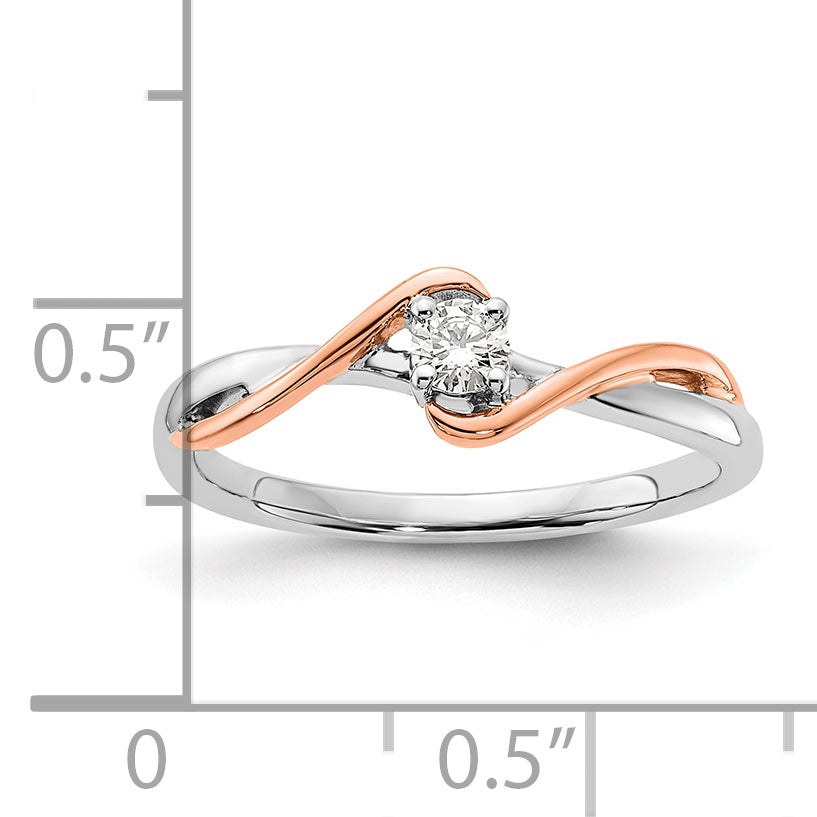 14k Two-tone First Promise Two Tone Rose and White Gold 1/8 Ct. Lab Grown Diamond VS/SI+ G+ Petite Engagement Ring