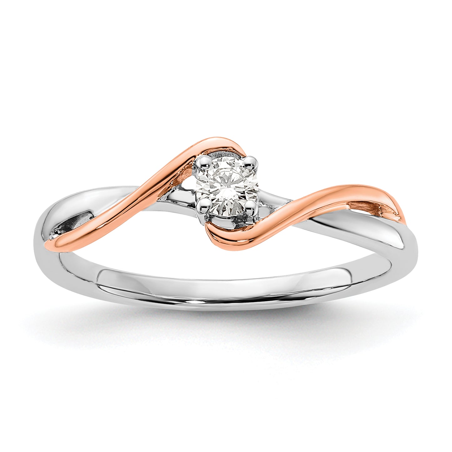 14k Two-tone First Promise Two Tone Rose and White Gold 1/8 Ct. Lab Grown Diamond VS/SI+ G+ Petite Engagement Ring