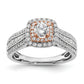 14k Two-Tone Rose and White Gold 7/8 Ct. Lab Grown Diamond VS/SI+ G+ Round Fancy Halo Engagement Ring